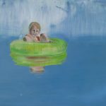 Pige i grøn badering - 100 x 120